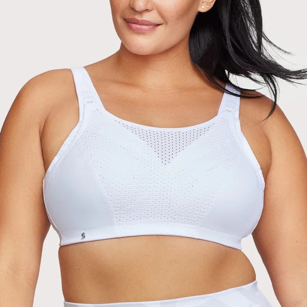Glamorise White Sports Bra with Supportive Racerback Design